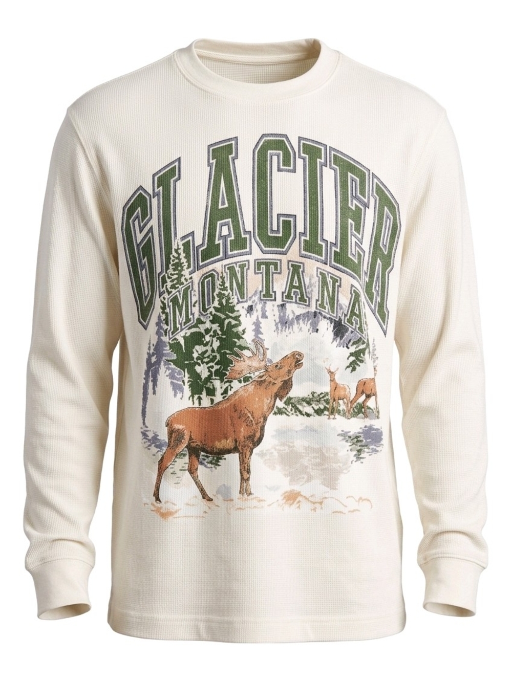 Abercrombie & Fitch Cream Glacier Montana  Thermal Long Sleeve Large Tee Shirt